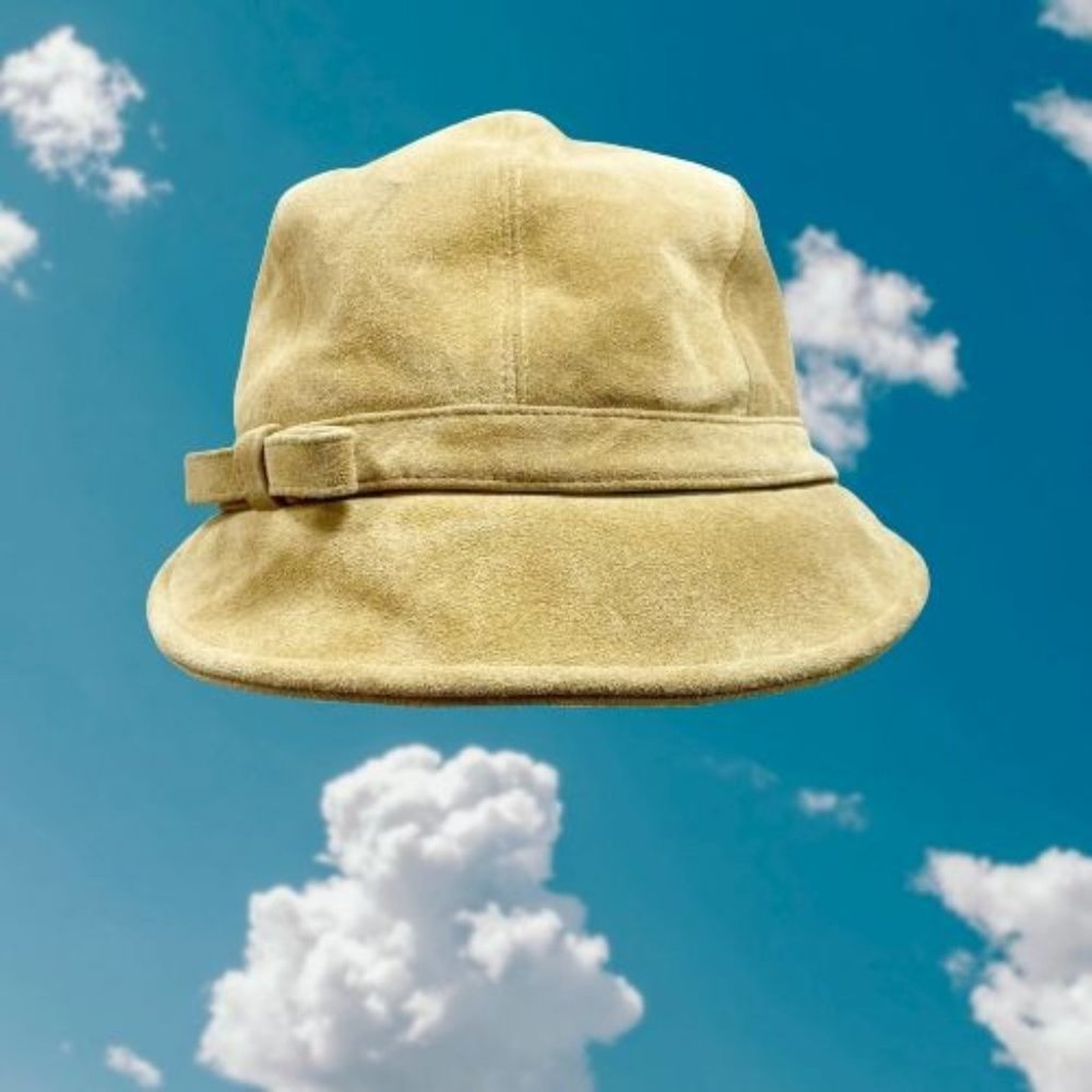 Eric Javits Tan Leather Suede Newsboy Cap OS
